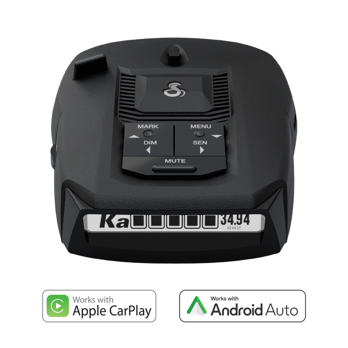 Cobra RAD 490i radar detector is compatible with Apple CarPlay and Android Auto