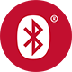 Bluetooth logo on a red background