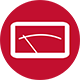 A white channel scan icon on a red background