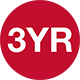 Red circle icon with '3YR' white text 