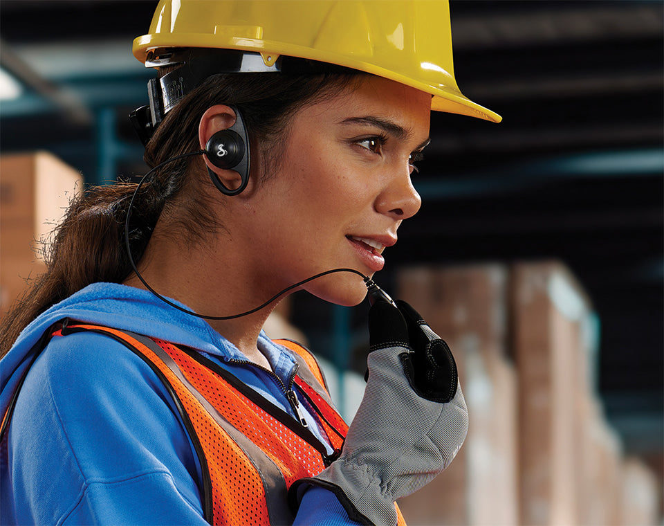 Cobra Performa radio in use by warehouse staff